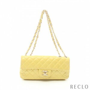 Chanel Matelasse Double Chain Shoulder Bag Yellow Lambskin Gold